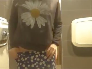 Young Asian mademoiselle Masturbating in Mall Bathroom: dirty clip ed