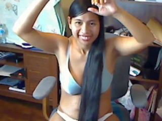 Pleasant Long Haired Asian Striptease and Hairplay: HD adult film da